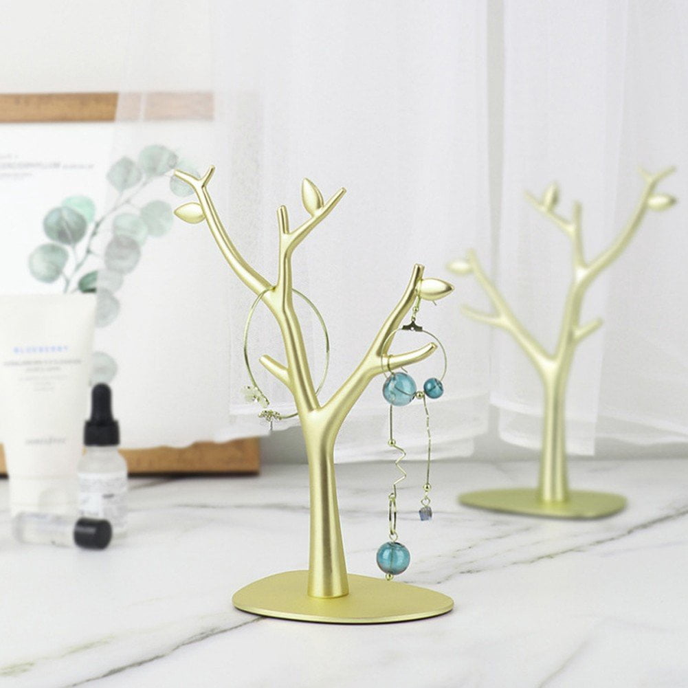 Jiibva Tree Shaped Jewelry Display Rack Stainless Steel Jewelry Stand Branch Necklace Holder Hanging Organizer for Ring Earrings