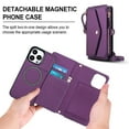thumbnail image 6 of Dteck Detachable Wallet Case for iPhone 14 Pro,Magnetic Leather Case 2 in 1 Card Slots Pocket Compatible with MagSafe Shockproof Cover with Wrist Strap/Shoulder Strap,Purple, 6 of 8