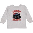 thumbnail image 3 of Inktastic Crushin' Hearts Monster Truck Valentine Boys or Girls Long Sleeve Toddler T-Shirt, 3 of 5