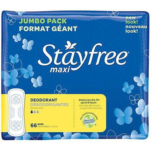 Stayfree Maxi Pads Deodorant, 66ct