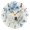 Gold, variant on Blue Flowers on Wolf Head Watercolor Round Wall Clock Silent Analog Battery Operated Gold Pointer Home Decor 9.84" Diameter