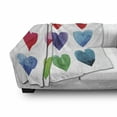 thumbnail image 3 of Valentine Soft Flannel Fleece Throw Blanket, Rainbow Colored Heart Shapes in Watercolors Hand Drawn Romantic Illustration, Cozy Plush for Indoor and Outdoor Use, 60" x 80", Multicolor, by Ambesonne, 3 of 6