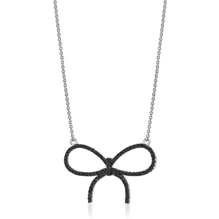 Black bow necklace deals