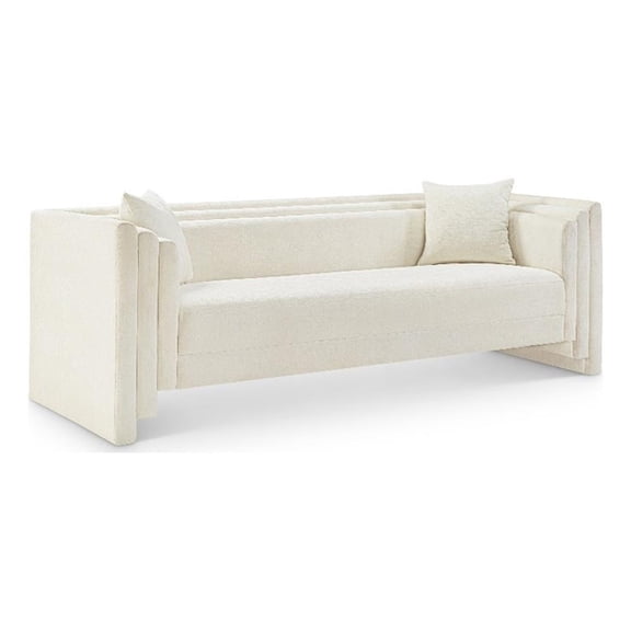 Meridian Furniture Everett Cream Chenille Fabric Upholstered Sofa