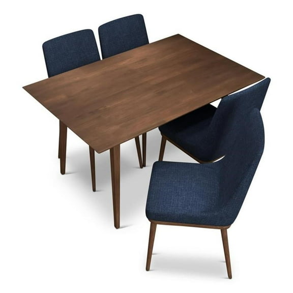 Renk Modern Solid Wood Walnut Dining Room & Kitchen Table and Chairs Set of 4