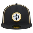 thumbnail image 2 of Men's New Era Black Pittsburgh Steelers Soutache 59FIFTY Fitted Hat, 2 of 5