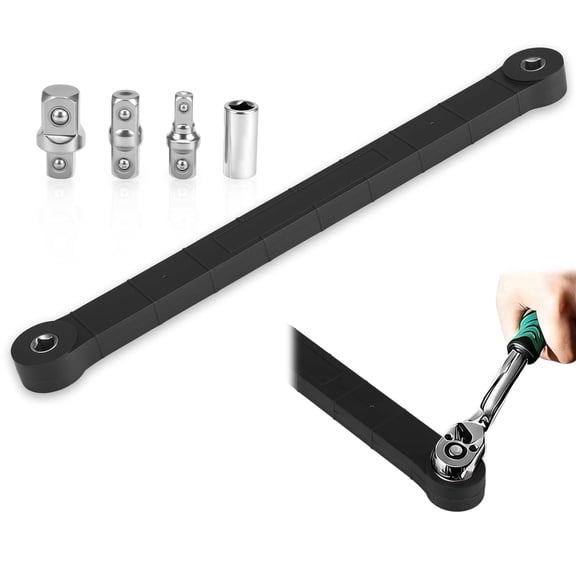 Wakehye 15-inch Carbon Steel Offset Extension Wrench Set with 1/4" 3/8" 1/2" Square Drive Adapters
