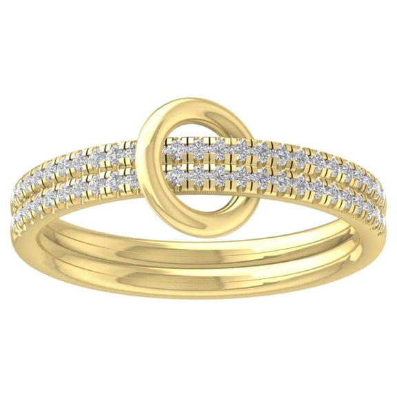 ARAIYA FINE JEWELRY 10K Yellow Gold Lab-Grown Diamond Anniversary Ring (1/45 cttw Round-shape Lab-Grown Diamonds (D-F Color, VS Clarity) Size 7