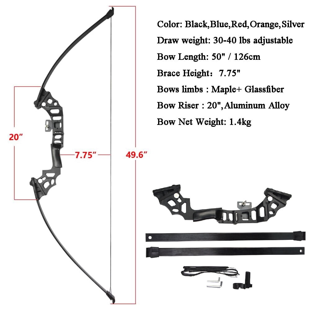 AME Bowfishing Kit 40lbs Recurve Bow Arrow Fishing Reel Archery Straight Bow Hunting