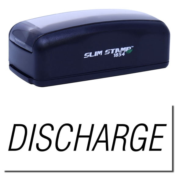 Large Pre-Inked Discharge Stamp, Slim 1854, Ultra Slim Design, Impression Size 1-13/16" by 2-1/2", Up to 25,000 Impressions - Black Ink