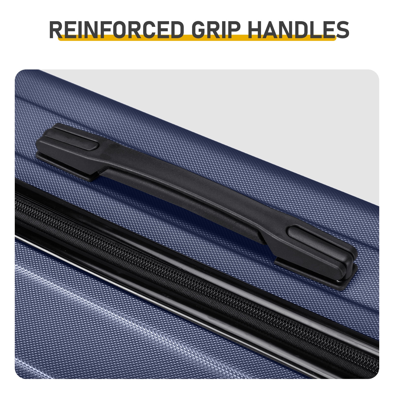 20in 24in 28in 3PCS Suitcase Set Vertical Striped Frosted Case ABS Trolley Case, Navy Blue