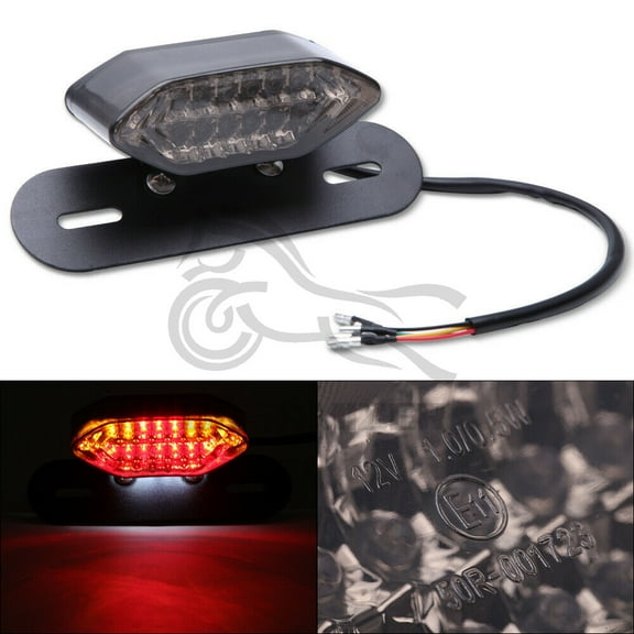12V 16 LED Universal Motorcycle Integrated Brake Tail Running Light Turn Signla License Plate Lamp Smoked Black Cover