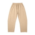 thumbnail image 5 of FINALGANG Womens Solid Color Barrel Pants With Drawstring Elastic High Waist Pockets For Casual Daily Wear Beach Vacations Summer Loungewear Beige, 5 of 5