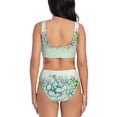 thumbnail image 3 of Kdxio Succulent Print Women's 2 Piece High Waisted Wrap Spaghetti Strap Summer Swimsuit Bikini Set-Large, 3 of 7