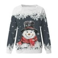 thumbnail image 4 of ZXLBBD Women's Fall Winter Christmas Snowflake Snowman Printed Round Neck Shoulder Long Sleeve Sports Active Sweatshirts Casual Outdoor Comfort Daily Wear, 4 of 4