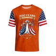 thumbnail image 2 of Men's US 250th Anniversary T-Shirt with Jet Smoke Flag and America Strong Text Featuring Star Spangled Sleeves Orange XXXL, 2 of 6