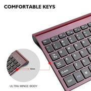 Wireless Keyboard Mouse Combo, Cimetech Compact Wireless Keyboard and Mouse Set 2.4G USB Ultra-Thin Sleek Design for PC/Laptop/Windows(Wine Red)