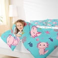 thumbnail image 3 of Manfei Underwater Ocean Pattern Twin Comforter Sets,Playful Axolotl Bedding Set For Girls,Pink Teal,Colorful Stars Reversible,2pcs,1 Comforter and 1 Pillowcase, 3 of 8