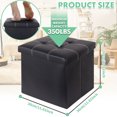 thumbnail image 2 of YOYTOO Pouf de Rangement Pliant de 15 Pouces Cube Repose-Pieds Banc Ottoman avec Rangement, Similicuir, Noir, 2 of 7