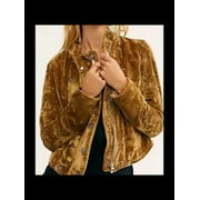 FREE PEOPLE Womens Brown Zip Up Jacket Size: M