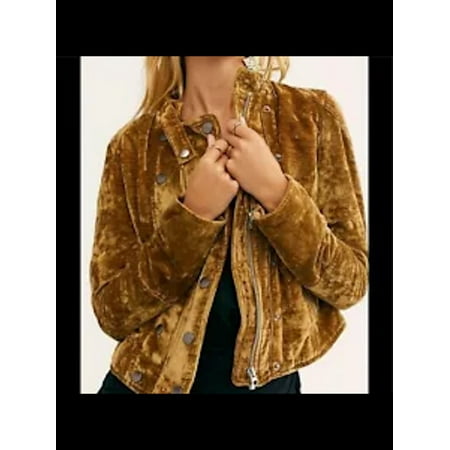 FREE PEOPLE Womens Brown Zip Up Jacket Size: M