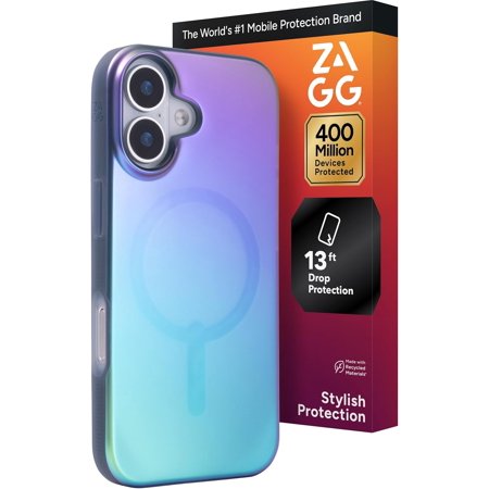 ZAGG Milan Snap Case for iPhone 17 - Raven Feather Graphene Strengthened Phone Case with Drop Protection (13ft/4m) Textured Edges & Sparkle Design MagSafe Charging Compatible