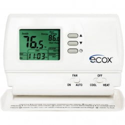 Ecox Single Stage Thermostat, Non-Programmable, Cooling and Heating, 24 Volts or Battery Operated