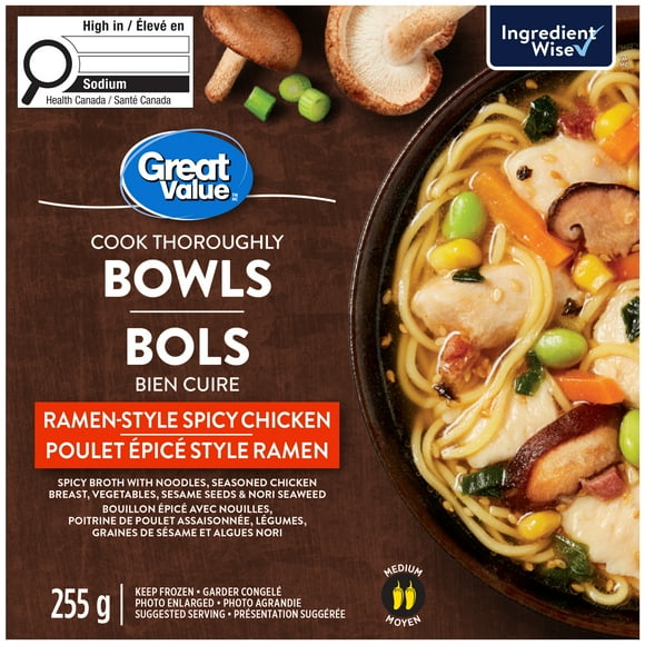 Great Value Ramen-Style Spicy Chicken Bowl, 255 g