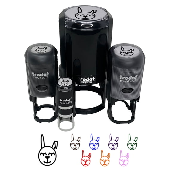 Cute Easter Bunny Face Self-Inking Rubber Stamp Ink Stamper - Fuchsia Ink - Small 3/4 Inch