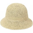 thumbnail image 2 of Womens Floppy Straw Sun Hat Packable Wide Brim Summer Beach Hat Foldable Crochet Bucket Hats, 2 of 6