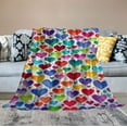 thumbnail image 2 of ONETECH Love Heart Flannel Couple Colorful Love Heart Pattern Plush Throw Blanket, Rainbow Heart All Season,Bed Blanket for Kids Room Decor Throw, 2 of 6