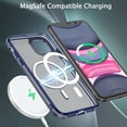 thumbnail image 2 of iPhone 11 Case, iPhone 11 Phone Case Compatible with Magsafe Wireless Charging Translucent Matte Slim Non-Slip Military Grade Protective Magnetic iPhone 11 Case, Blue, 2 of 8