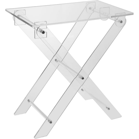 X-Shaped Acrylic Folding Table, Modern Foldable AcrylicTray Table, Kitchen and Bar Serving Table, Coffee Table for Living Room, Bed Room, 18.6 x 12 inch, 23 inch High