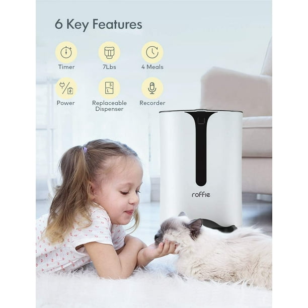 Roffie Automatic Cat Feeder with Timer Schedule Feature 7L Cat Food