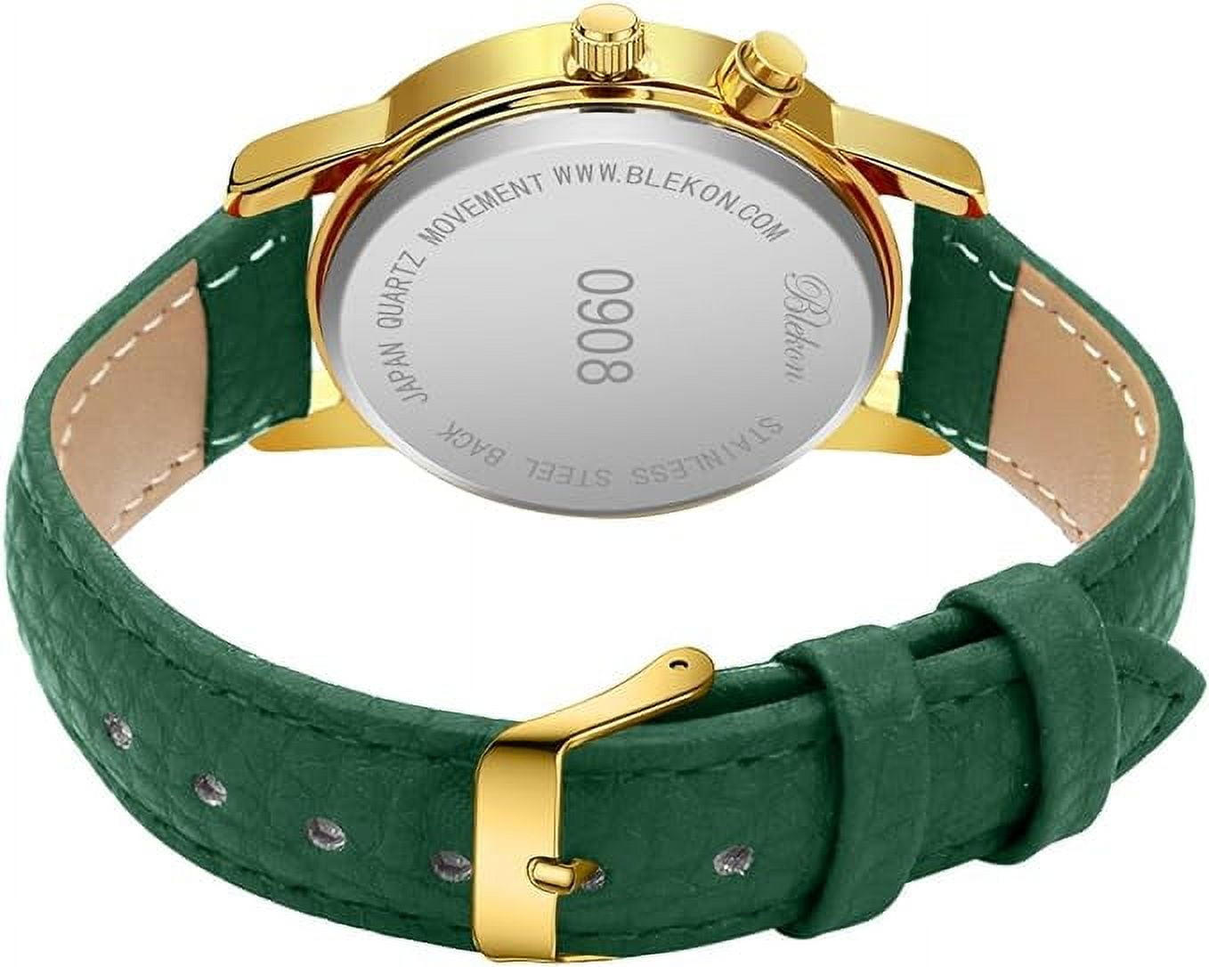 Blekon Collections Women's Quartz 36mm Case Christmas-Themed Leather Two Piece Strap Watch