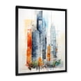 thumbnail image 2 of Designart "New York City Skyscrapers in Blue and Orange Minimalism V" Architecture Framed Wall Art - Industrial Grey Skyscrapers Entryway Framed Wall Art, 2 of 6