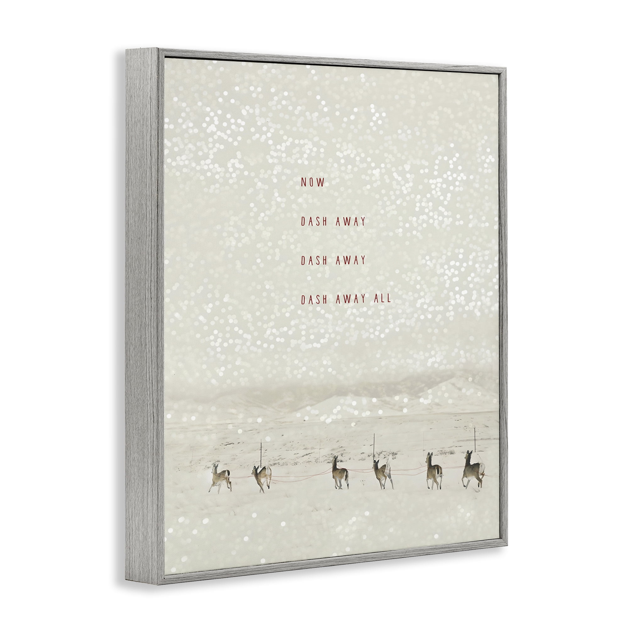 Stupell Industries Dash Away Winter Poem Landscape Painting Gray Framed Art Prints Wall Art, 24 x 30