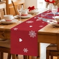 thumbnail image 5 of Christmas Red Table Runner 108 Inches Long Farmhouse Dress Scarves, Cute Gnomes Xmas Winter Snowflakes Dining Tablerunner for Coffee Table/Kitchen Island/Party Décor, 13" x 108", 5 of 8
