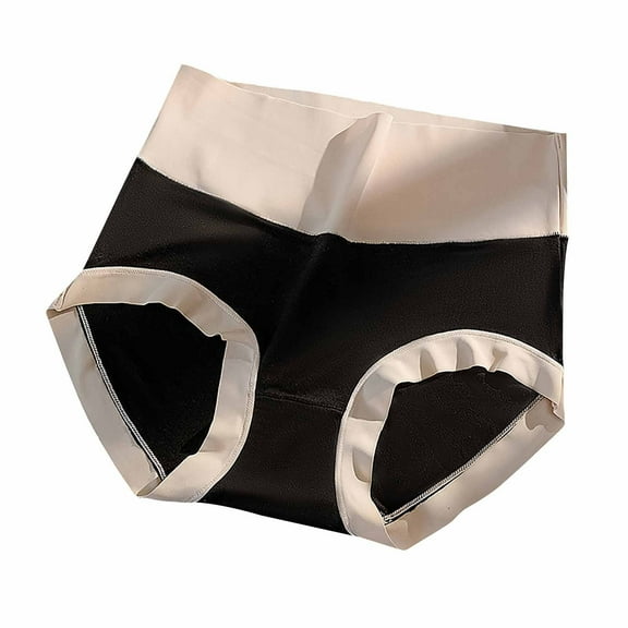 Zpanxa Womens Underwear, Period Underwear for Women, Panties for Women, Sexy Fashionable Classic High Waisted Breathable and Seductive Solid Color Underwear Black XL