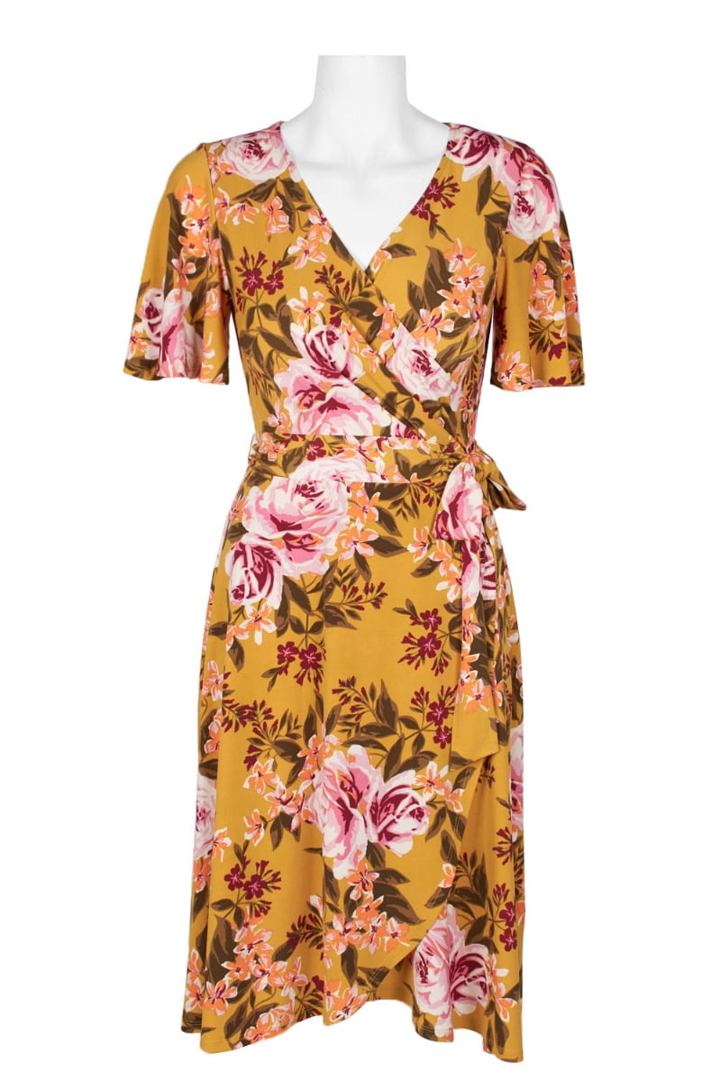 Donna Morgan V-Neck Short Sleeve Tie 