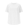 thumbnail image 6 of Razzly Women's Summer Casual Loose Fit Short Sleeve Round Neck Plain Color T Shirt Comfortable Breathable Fashion Top For Daily Wear Womens Summer Tunics Athletic Long Sleeve Shirt Women(White,M), 6 of 6