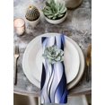thumbnail image 2 of Navy Blue Striped Ombre Cloth Napkins Set of 4 Reusable Dinner Napkins, Modern Blue Moire Geometric Cocktail Napkin Washable Table Napkins for Wedding/Holiday Party/Baby Shower 20"x20", 2 of 7
