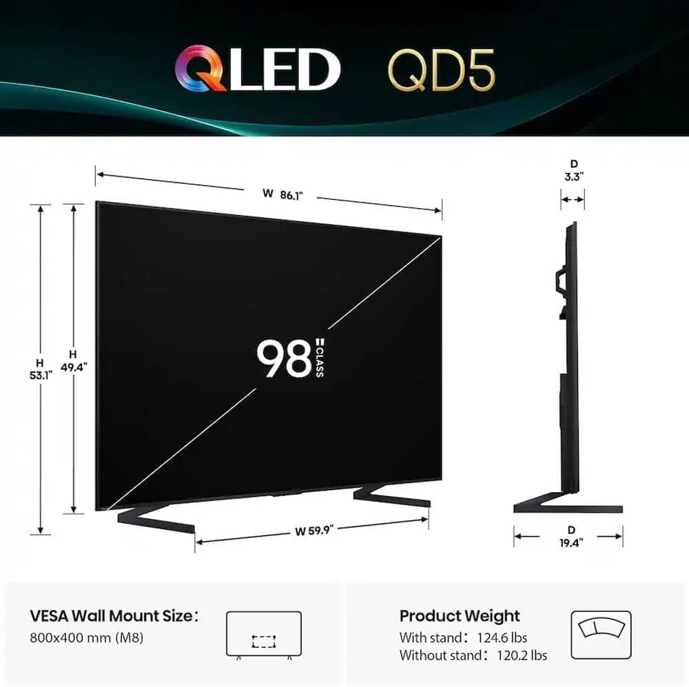 Hisense 98 Inch Class QD5 Series 4K UHD QLED Smart Google TV – Dolby Vision – HDR10 – 60Hz – Wi-Fi – Voice Remote – HDMI Cable + 12 Month CPS Warranty + Streaming Bundle
