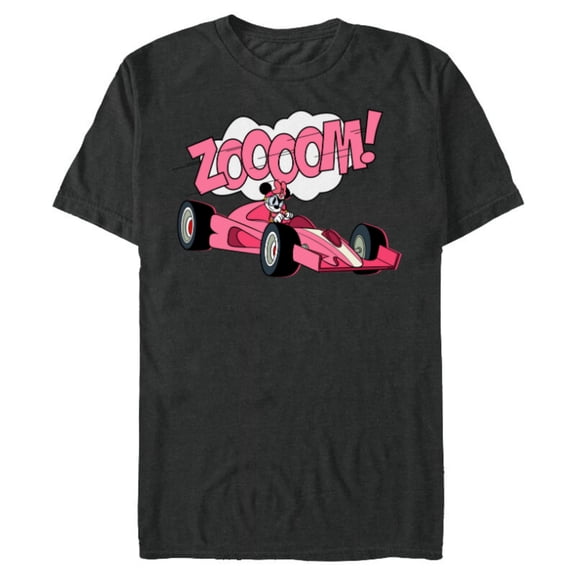 Disney Minnie Mouse Racing Team "ZOOOOM!" Race Car Driver Standard T-Shirt- Short Sleeve Blended T-Shirt for Adults - Customized-Dark Heather