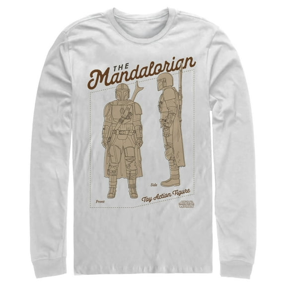 Men's Star Wars: The Mandalorian Toy Action Figure Long Sleeve Shirt White 2X Large