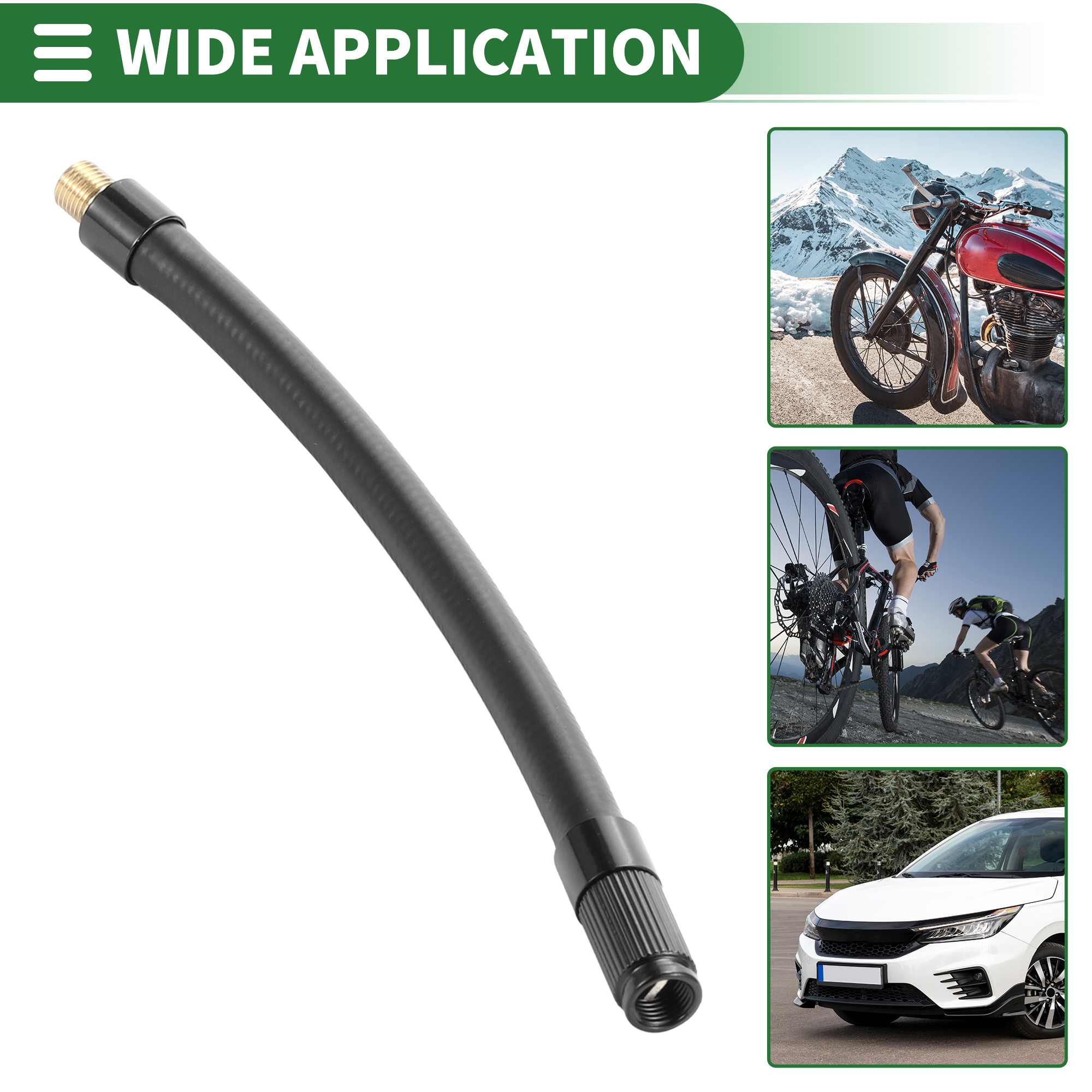 Unique Bargains Tire Inflator Extension Tube Air Pump Hose Adapter 6.30inch Rubber