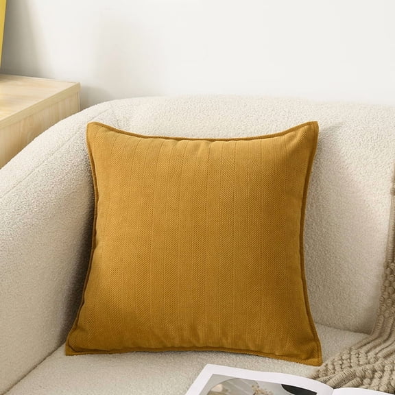 suxuMhao Decorative Chenille Throw Pillow-Stripe Print 18×18 IN Yellow Brown,Bed Pillows Decorative for Bedroom,Decorative Sofa Pillows & Couch Throw Pillows,Sofa Pillows for Living Room,1 Piece