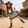 thumbnail image 5 of JAJAHO Cowgirl Outfits For Girls 5 Piece Set Kids 2-10Y Long Sleeve Tees Tassels Hem Skirts With Waistcoat Hat Scarf Party Stylish Outfit, 5 of 9