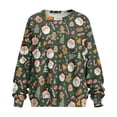 thumbnail image 5 of SCRAWLGOD Christmas Day Womens Long Sleeve Sweatshirts Casual Crewneck Pullover Tops Drop Shoulder Fashionable Sweatshirt with Pocket for Daily Wear, Santa Claus Gingerbread Man Snowflake Green, L, 5 of 7