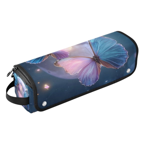 Hair Tools Storage with Heat Resistant Mat- Two Butterfly Patterns Printed Curling Iron Travel Bag/Flat Iron Case for Women